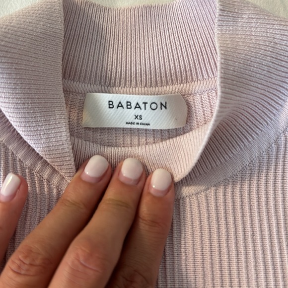 Pink aritzia Babaton sculpt knit mockneck halter top - Picture 3 of 3